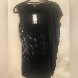 Tunic, Black, Sequin, Asymmetrical